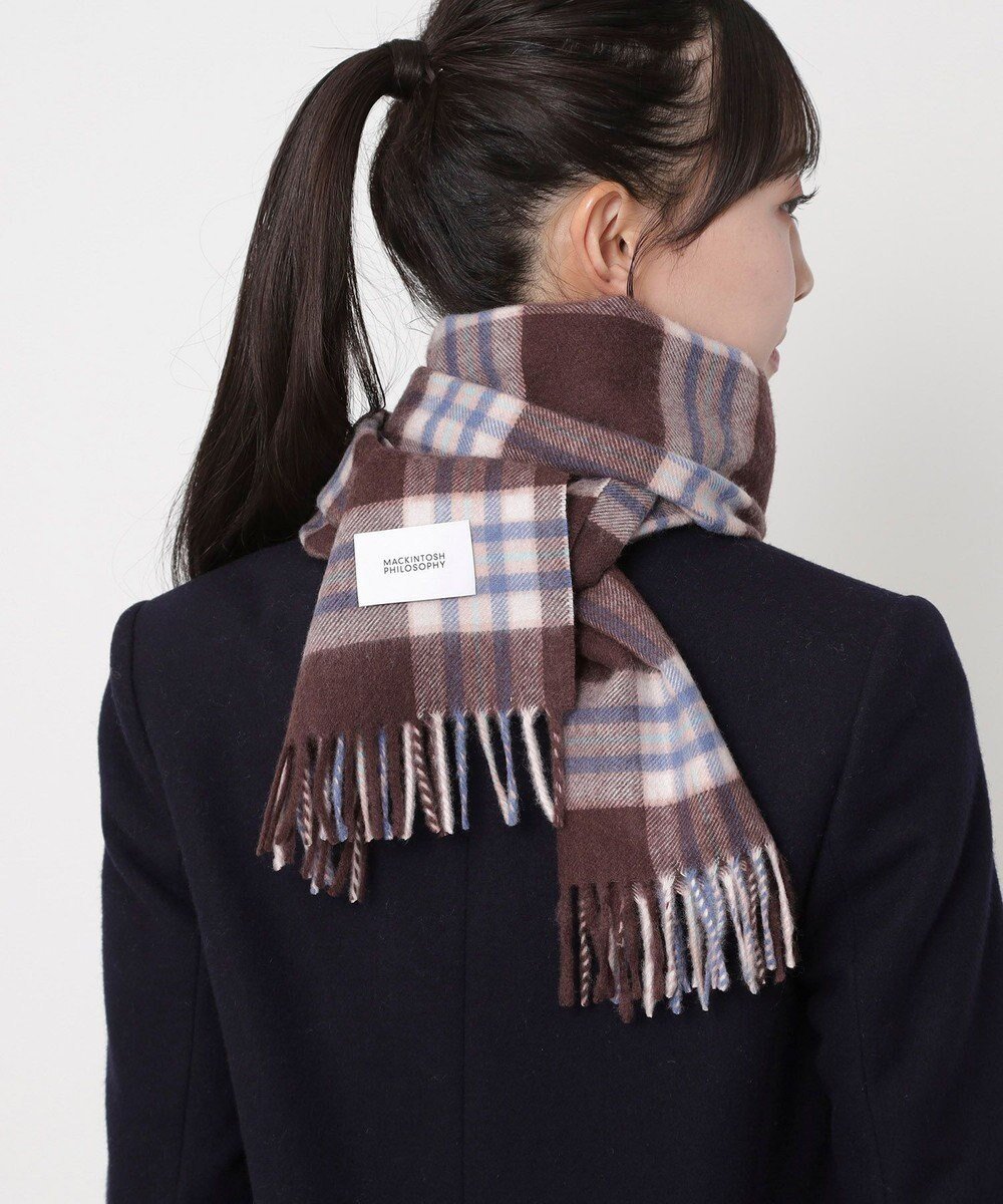 【ムーンバット/MOONBAT】のMACKINTOSH PHILOSOPHY(マッキントッシュ フィロソフィー)カシミヤ100% クラシカルチェックマフラー インテリア・キッズ・メンズ・レディースファッション・服の通販 founy(ファニー) 　ファッション　Fashion　レディースファッション　Fashion for Women　マフラー・スヌード / 冬小物の定番　Scarves & Mufflers　クラシック　Classic, Timeless Style　コレクション　Collection, Seasonal Line　スヌード　Snood, Infinity Scarf　チェック　Check, Plaid, Tartan　定番　Standard, Basic Item　フリンジ　Fringe, Tassel　マフラー　Scarf, Muffler　メンズ　Men's, Menswear　モダン　Modern, Contemporary　冬　Winter / This Winter　A/W・秋冬　Autumn/Winter　ブラウン|ID: prp329100004777395 ipo3291000000034639734