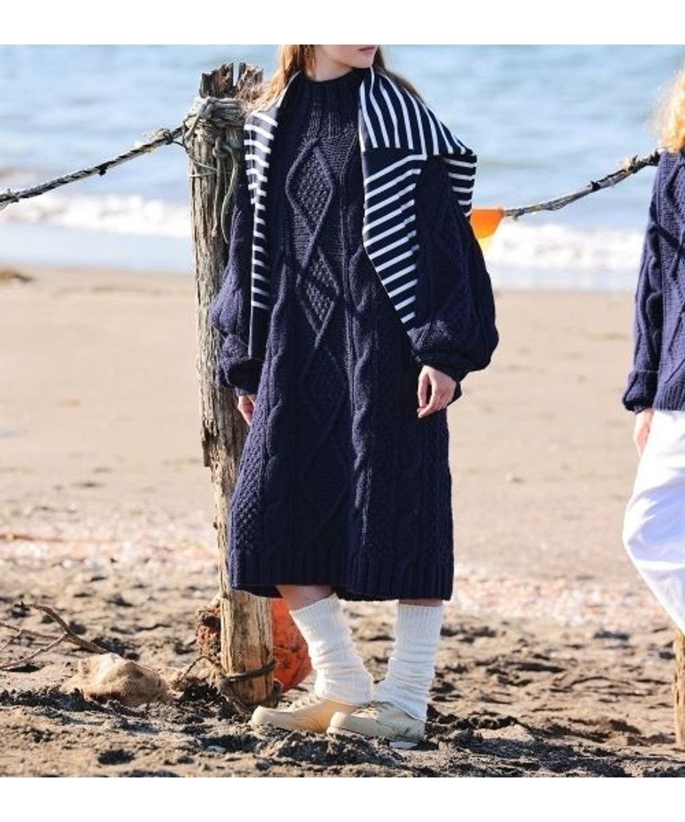 【リノ/LENO】のARAN ONEPIECE アラン柄ニットワンピース インテリア・キッズ・メンズ・レディースファッション・服の通販 founy(ファニー) 　ファッション　Fashion　レディースファッション　Fashion for Women　ワンピース　Dresses　ニットワンピース　Knit Dresses　ジャケット　Jacket, Outerwear　セーター　Sweater, Knitwear　デニム　Denim, Jeans Material　冬　Winter / This Winter　A/W・秋冬　Autumn/Winter　NAVY|ID: prp329100004777405 ipo3291000000034639776