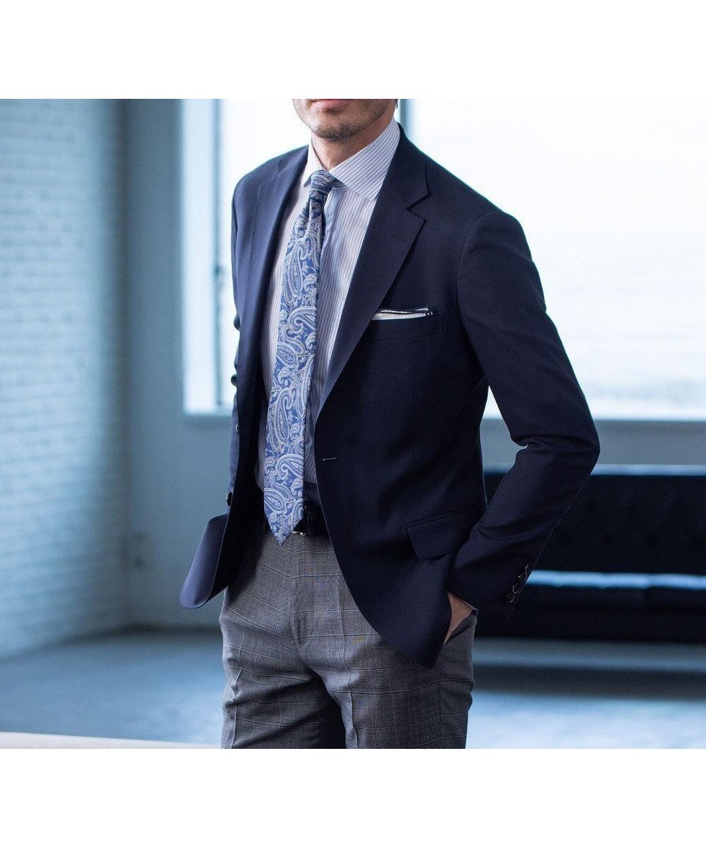 【五大陸/gotairiku / MEN】のセットアップ対応【防シワ/ストレッチ】ウォッシャブル ウールジャケット(24年モデル) インテリア・キッズ・メンズ・レディースファッション・服の通販 founy(ファニー) 　ファッション　Fashion　メンズファッション　Fashion for Men　アウター　Men's Coats Outerwear　テーラードジャケット　Tailored Jackets & Blazers　ウォッシャブル　Machine Washable　ジャケット　Jacket, Outerwear　ストレッチ　Stretch, Stretchy Fabric　セットアップ　Set-Up, Coordinated Outfit　パターン　Pattern, Design Print　ボトム　Bottoms, Lower Wear　A/W・秋冬　Autumn/Winter　S/S・春夏　SS, Spring/Summer, Warm Season　夏　Summer　ビジネス 仕事 通勤　Business / Work / Commuting　ネイビー系|ID: prp329100004777429 ipo3291000000034639886