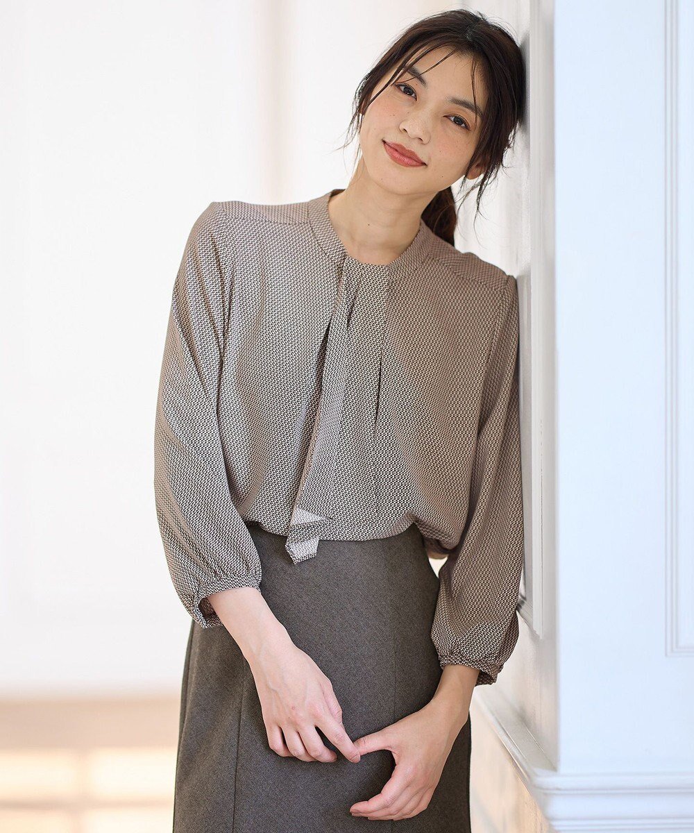 【エニー/ANY】の【洗濯機可】ボータイブラウス インテリア・キッズ・メンズ・レディースファッション・服の通販 founy(ファニー) ファッション Fashion レディースファッション Fashion for Women トップス・カットソー Cut & Sew Tops シャツ・ブラウス・オフィスカジュアル Elegant Blouses & Button-Ups おすすめ Recommended / Our Picks ギャザー Gathered, Ruffled ジョーゼット Georgette, Semi-Sheer Fabric スタンド Stand Collar, Upright Stand セレモニー Ceremony フェミニン Feminine, Girly フロント Front, Front Design エレガント 上品 Elegant ビジネス 仕事 通勤 Business / Work / Commuting A/W・秋冬 Autumn/Winter ブラウン|ID: prp329100004777457 ipo3291000000034639995