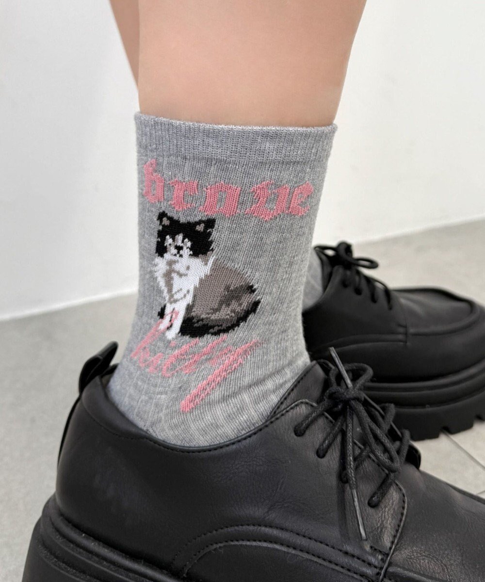 【ウィゴー/WEGO】のcatロゴソックス インテリア・キッズ・メンズ・レディースファッション・服の通販 founy(ファニー) ファッション Fashion レディースファッション Fashion for Women ソックス&靴下 Socks & Hosiery レッグウェア・ストッキング Legwear & Hosiery おすすめ Recommended / Our Picks イラスト Illustration シューズ Shoes, Footwear スニーカー Sneakers, Trainers スマホ Smartphone, Mobile Device ソックス Socks, Hosiery ネコ Cat, Feline Motif バレエ Ballet, Ballet Style 猫 Cat, Kitty ライトグレー|ID: prp329100004777480 ipo3291000000034640147