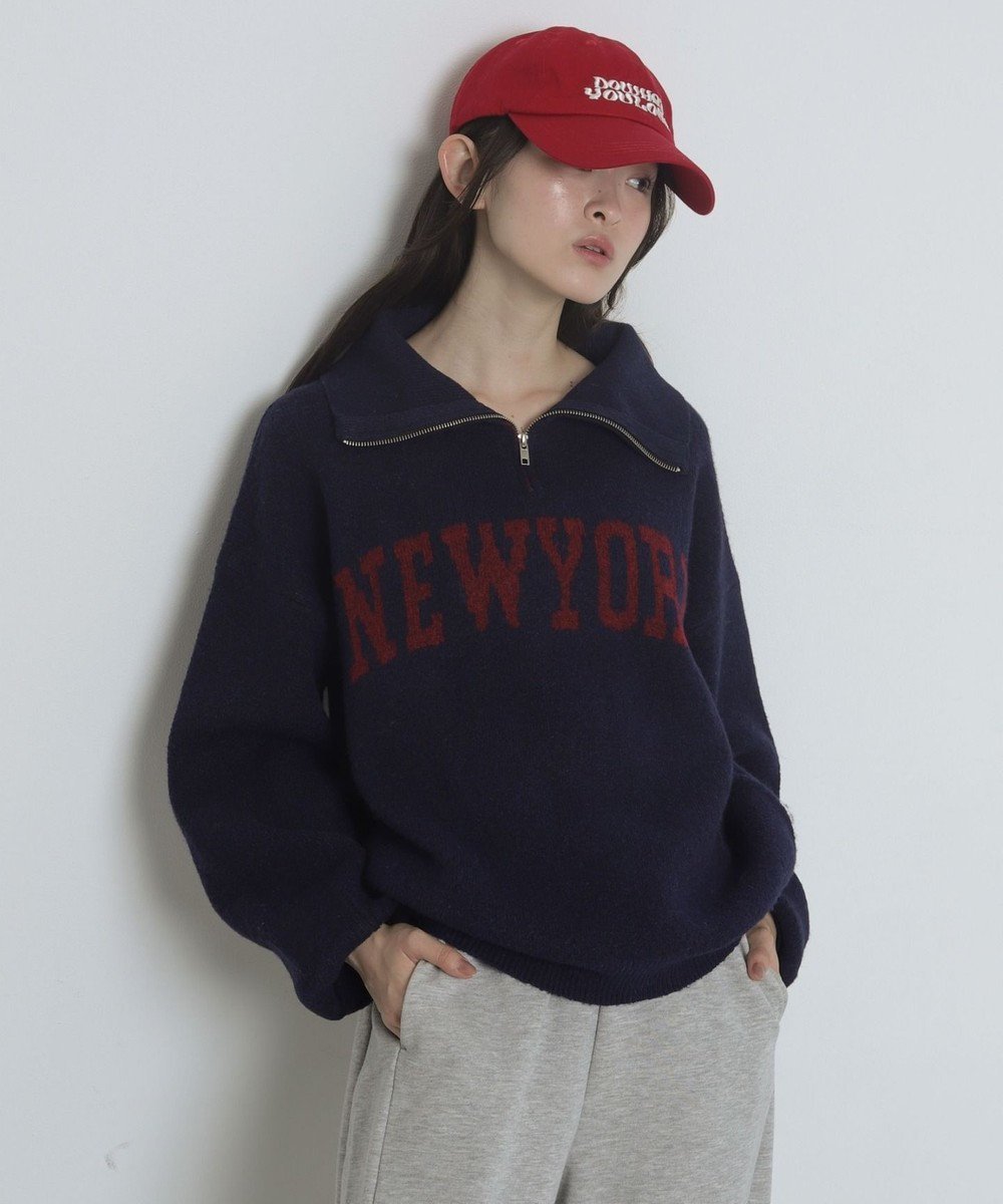 【ウィゴー/WEGO】のフラッフィーハーフジップニット インテリア・キッズ・メンズ・レディースファッション・服の通販 founy(ファニー) 　ファッション　Fashion　レディースファッション　Fashion for Women　トップス・カットソー　Cut & Sew Tops　ニット　Knit Tops & Sweaters　厚底　Platform Shoes　春　Spring　秋　Autumn　シンプル　Simple, Minimal　ジップ　Zip, Zipper　ジャケット　Jacket, Outerwear　スニーカー　Sneakers, Trainers　スマホ　Smartphone, Mobile Device　セーター　Sweater, Knitwear　タートル　Turtleneck, Turtle Collar　トレンド　Trend, Trending Now　長袖　Long Sleeve, Full Sleeve　フィット　Fit, Slim Fit　ブルゾン　Blouson, Bomber Jacket　冬　Winter / This Winter　A/W・秋冬　Autumn/Winter　ネイビー|ID: prp329100004777487 ipo3291000000035549780