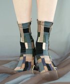 【コキュウ/COQ】のMOSS MEMORY シアーパッチワークソックス チャコールグレー|ID: prp329100004777492 ipo3291000000034640237