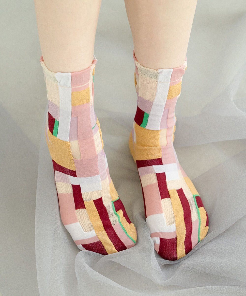 【コキュウ/COQ】のMOSS MEMORY シアーパッチワークソックス インテリア・キッズ・メンズ・レディースファッション・服の通販 founy(ファニー) 　ファッション　Fashion　レディースファッション　Fashion for Women　ソックス&靴下　Socks & Hosiery　レッグウェア・ストッキング　Legwear & Hosiery　コレクション　Collection, Seasonal Line　ソックス　Socks, Hosiery　タンブラー　Tumbler, Travel Mug　テクスチャー　Texture, Textured Fabric　バランス　Balance, Style Balance　パッチワーク　Patchwork, Mixed Fabric　メッシュ　Mesh, Net Fabric　おすすめ　Recommended / Our Picks　犬　Dog　ピンク|ID: prp329100004777492 ipo3291000000034640238