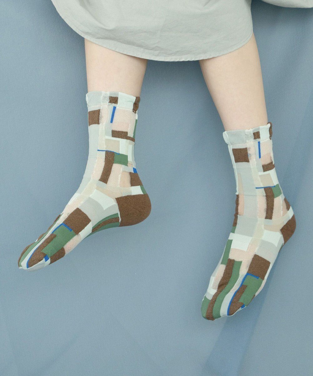 【コキュウ/COQ】のMOSS MEMORY シアーパッチワークソックス インテリア・キッズ・メンズ・レディースファッション・服の通販 founy(ファニー) 　ファッション　Fashion　レディースファッション　Fashion for Women　ソックス&靴下　Socks & Hosiery　レッグウェア・ストッキング　Legwear & Hosiery　コレクション　Collection, Seasonal Line　ソックス　Socks, Hosiery　タンブラー　Tumbler, Travel Mug　テクスチャー　Texture, Textured Fabric　バランス　Balance, Style Balance　パッチワーク　Patchwork, Mixed Fabric　メッシュ　Mesh, Net Fabric　おすすめ　Recommended / Our Picks　犬　Dog　グリーン|ID: prp329100004777492 ipo3291000000034640239