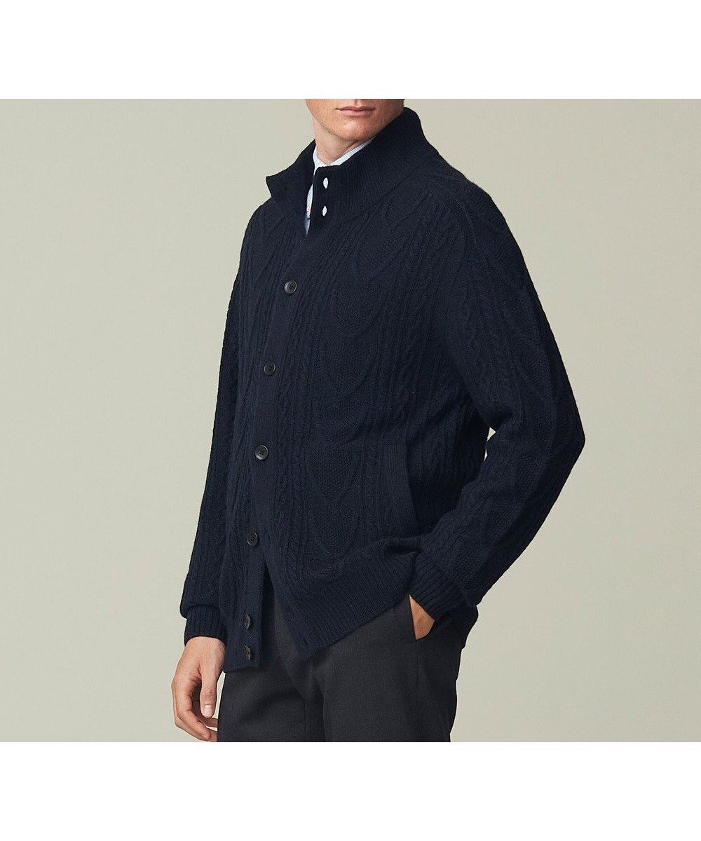 【ジェイ プレス/J.PRESS / MEN】の【Cash Lamb s Wool】ケーブルニット カーディガン インテリア・キッズ・メンズ・レディースファッション・服の通販 founy(ファニー) 　ファッション　Fashion　メンズファッション　Fashion for Men　トップス・カットソー　Cut & Sew Tops　ニット・セーター / 定番トップス　Knit Tops & Sweaters　カーディガン / 羽織り　Cardigans　インナー　Innerwear　カットソー　Cut and Sewn Top　カーディガン　Cardigan, Knitwear　セーター　Sweater, Knitwear　ハイネック　High Neck, Mock Neck　ブルゾン　Blouson, Bomber Jacket　メランジ　Melange, Mixed Yarn　A/W・秋冬　Autumn/Winter　おすすめ　Recommended / Our Picks　ネイビー系|ID: prp329100004778177 ipo3291000000034649167