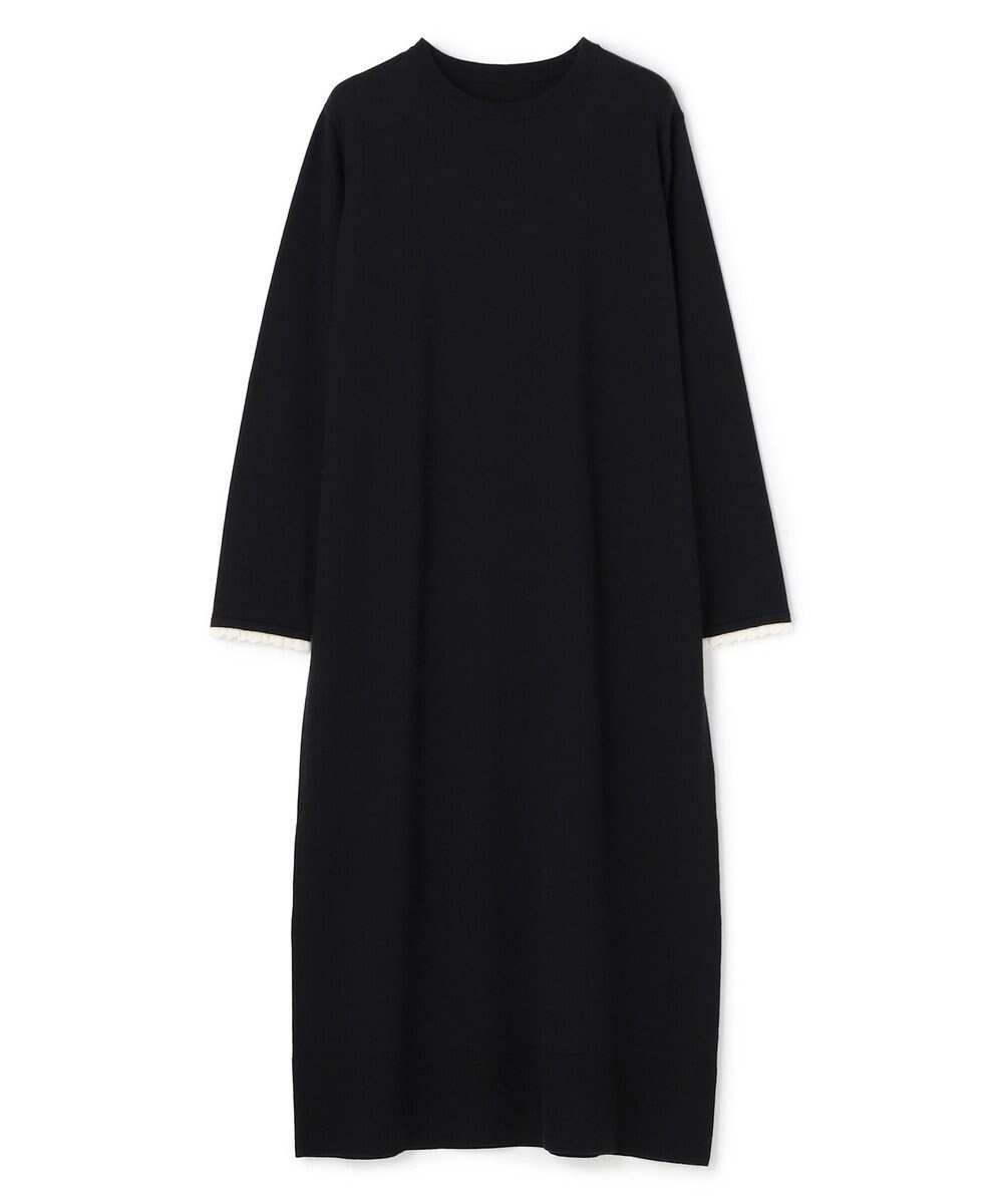 【アンフィーロ 自由区/UNFILO】のフリルトリミング ニットワンピース インテリア・キッズ・メンズ・レディースファッション・服の通販 founy(ファニー) 　ファッション　Fashion　レディースファッション　Fashion for Women　ワンピース　Dresses　ニットワンピース　Knit Dresses　ウォッシャブル　Machine Washable　シルク　Silk, 100% Silk　ストレッチ　Stretch, Stretchy Fabric　トリミング　Trimming, Decorative Edge　フリル　Frill, Ruffle　レース　Lace, Lace Fabric　年末年始　Year-end and New Year Holidays　A/W・秋冬　Autumn/Winter　ブラック×エクリュ|ID: prp329100004778197 ipo3291000000034649289