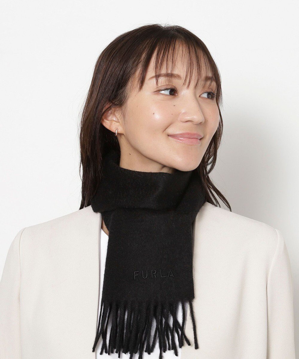 【ムーンバット/MOONBAT】のFURLA(フルラ)カシミヤ100% 無地 プチマフラー/幅20cm インテリア・キッズ・メンズ・レディースファッション・服の通販 founy(ファニー) 　ファッション　Fashion　レディースファッション　Fashion for Women　マフラー・スヌード / 冬小物の定番　Scarves & Mufflers　イタリア　Italy　エレガント 上品　Elegant　スヌード　Snood, Infinity Scarf　パターン　Pattern, Design Print　フリンジ　Fringe, Tassel　マフラー　Scarf, Muffler　無地　Plain, Solid Color　A/W・秋冬　Autumn/Winter　ブラック|ID: prp329100004778201 ipo3291000000035549750