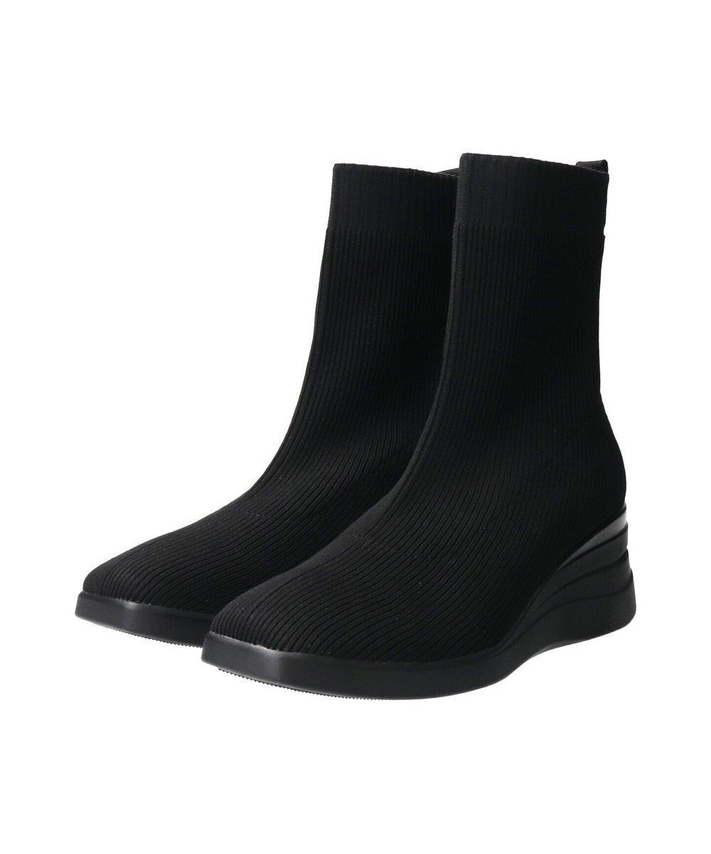 【インター ショシュール/INTER-CHAUSSURES】の【BUSSOLA】スクエアトゥウェッジヒールニットブーツ 人気、トレンドファッション・服の通販 founy(ファニー) 　ファッション　Fashion　レディースファッション　Fashion for Women　クッション　Cushion, Throw Pillow　抗菌　Antibacterial, Bacteria-Resistant　ショート　Short, Short Length　バランス　Balance, Style Balance　フィット　Fit, Slim Fit　ライニング　Inner Lining, Inner Fabric, Lined　ラバー　Rubber, Rubber Sole　A/W・秋冬　Autumn/Winter　S/S・春夏　SS, Spring/Summer, Warm Season　夏　Summer　旅行　Travel　エレガント 上品　Elegant　ビジネス 仕事 通勤　Business / Work / Commuting　 other-1|ID: prp329100004778230 ipo3291000000034649407