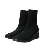 【インター ショシュール/INTER-CHAUSSURES】の【BUSSOLA】スクエアトゥウェッジヒールニットブーツ ブラック雑材|ID: prp329100004778230 ipo3291000000034649408