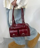 【ウィゴー/WEGO】のベルト2ポケットデザインボストンバッグ レッド|ID: prp329100004778834 ipo3291000000034656835