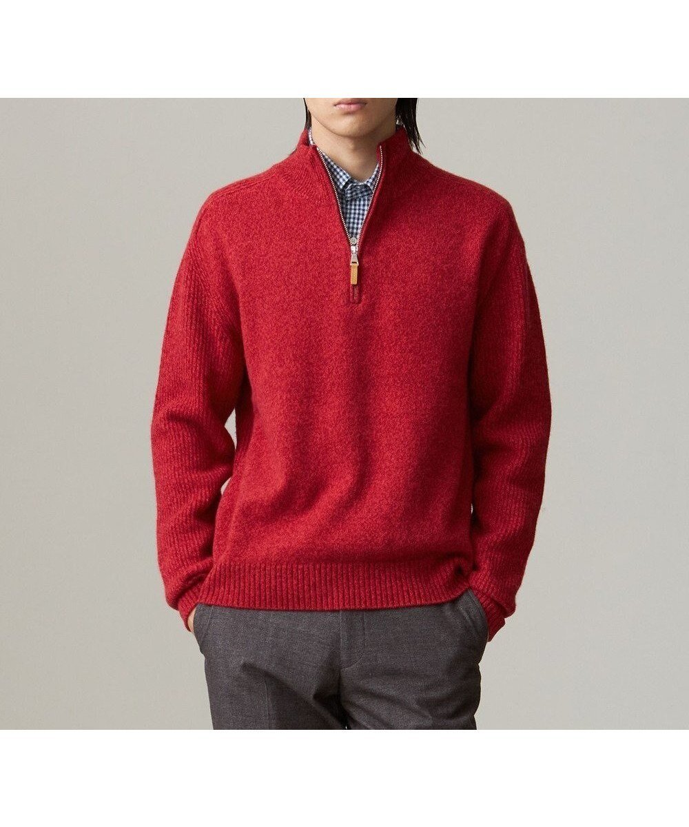 【ジェイ プレス/J.PRESS / MEN】の【Cash Lamb s Wool】ハーフジップニット インテリア・キッズ・メンズ・レディースファッション・服の通販 founy(ファニー) 　ファッション　Fashion　メンズファッション　Fashion for Men　トップス・カットソー　Cut & Sew Tops　ニット・セーター / 定番トップス　Knit Tops & Sweaters　シンプル　Simple, Minimal　セーター　Sweater, Knitwear　定番　Standard, Basic Item　フィット　Fit, Slim Fit　メランジ　Melange, Mixed Yarn　A/W・秋冬　Autumn/Winter　エレガント 上品　Elegant　レッド系|ID: prp329100004779412 ipo3291000000034664447