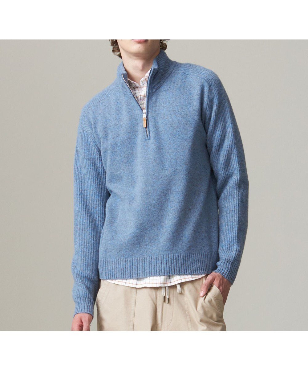 【ジェイ プレス/J.PRESS / MEN】の【Cash Lamb s Wool】ハーフジップニット インテリア・キッズ・メンズ・レディースファッション・服の通販 founy(ファニー) 　ファッション　Fashion　メンズファッション　Fashion for Men　トップス・カットソー　Cut & Sew Tops　ニット・セーター / 定番トップス　Knit Tops & Sweaters　シンプル　Simple, Minimal　セーター　Sweater, Knitwear　定番　Standard, Basic Item　フィット　Fit, Slim Fit　メランジ　Melange, Mixed Yarn　A/W・秋冬　Autumn/Winter　エレガント 上品　Elegant　ブルー系|ID: prp329100004779412 ipo3291000000034664449