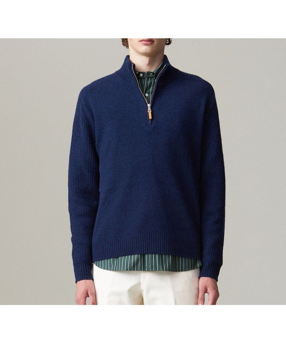 【ジェイ プレス/J.PRESS / MEN】の【Cash Lamb s Wool】ハーフジップニット インテリア・キッズ・メンズ・レディースファッション・服の通販 founy(ファニー) 　ファッション　Fashion　メンズファッション　Fashion for Men　トップス・カットソー　Cut & Sew Tops　ニット・セーター / 定番トップス　Knit Tops & Sweaters　シンプル　Simple, Minimal　セーター　Sweater, Knitwear　定番　Standard, Basic Item　フィット　Fit, Slim Fit　メランジ　Melange, Mixed Yarn　A/W・秋冬　Autumn/Winter　エレガント 上品　Elegant　ネイビー系|ID: prp329100004779412 ipo3291000000034664450