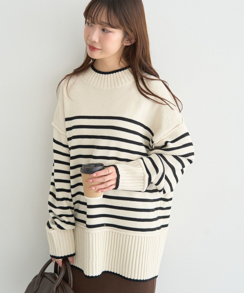 【アースミュージックアンドエコロジー/earth music&ecology】の【毛玉防止 / 洗濯機洗い可】アンチピリングモックネックバックスリットニット インテリア・キッズ・メンズ・レディースファッション・服の通販 founy(ファニー) 　ファッション　Fashion　レディースファッション　Fashion for Women　トップス・カットソー　Cut & Sew Tops　ニット　Knit Tops & Sweaters　スリット　Slit, Slit Detail　センター　Center, Center Line　セーター　Sweater, Knitwear　ポケット　Pocket, Pocket Detail　洗える　Machine Washable　A/W・秋冬　Autumn/Winter　Border Ivory|ID: prp329100004779979 ipo3291000000034674373