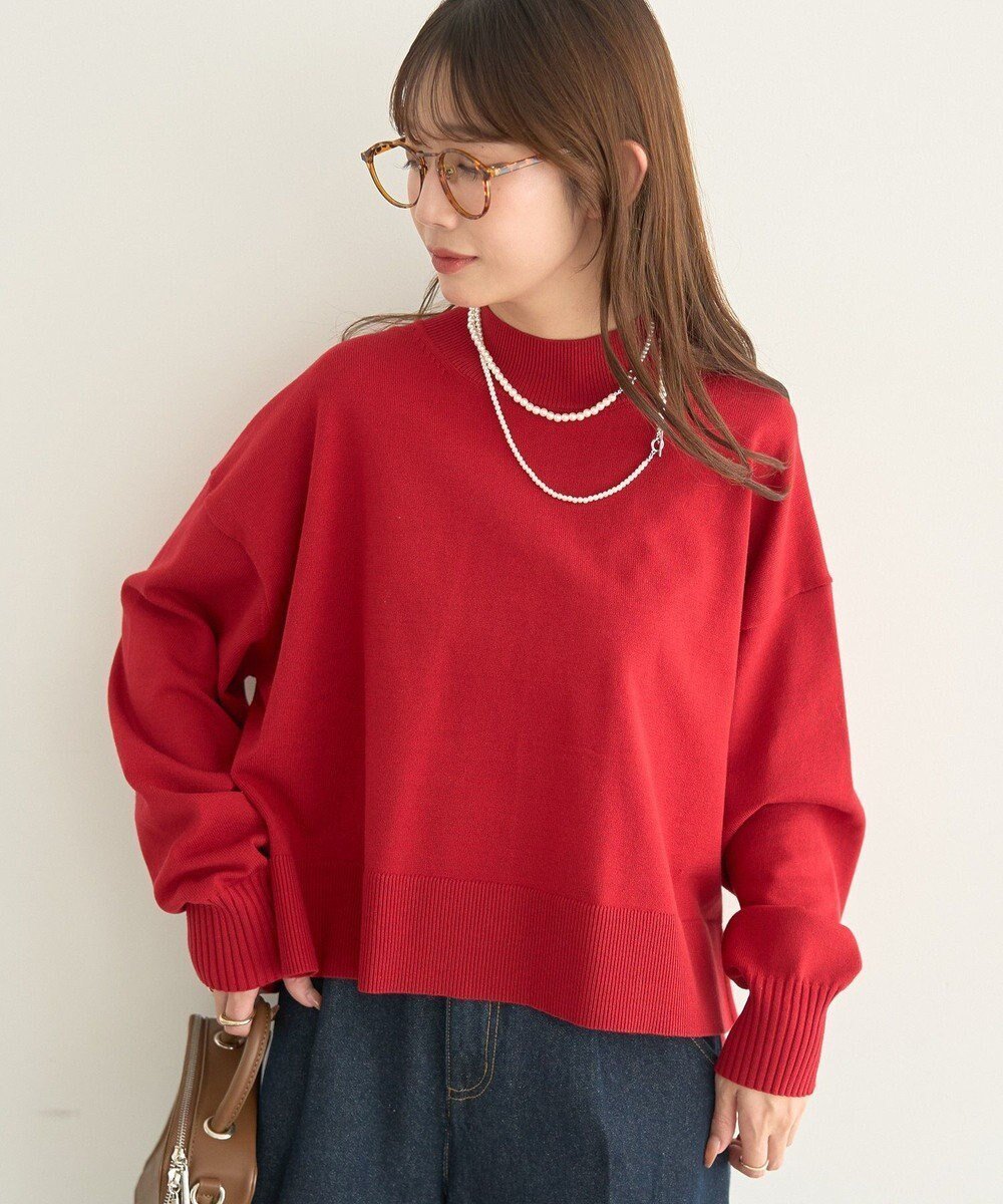 【アースミュージックアンドエコロジー/earth music&ecology】の【毛玉防止 / 洗濯機洗い可】選べる丈ハイネックニット インテリア・キッズ・メンズ・レディースファッション・服の通販 founy(ファニー) 　ファッション　Fashion　レディースファッション　Fashion for Women　トップス・カットソー　Cut & Sew Tops　ニット　Knit Tops & Sweaters　セーター　Sweater, Knitwear　ハイネック　High Neck, Mock Neck　ボックス　Boxy, Box Shape　ボトム　Bottoms, Lower Wear　ポケット　Pocket, Pocket Detail　冬　Winter / This Winter　A/W・秋冬　Autumn/Winter　おすすめ　Recommended / Our Picks　Red|ID: prp329100004779980 ipo3291000000034674378