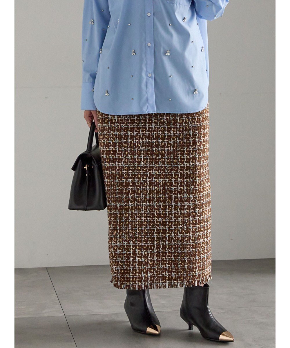 【テチチ/Te chichi】のツィードロングナロースカート《2025winter catalog item》 インテリア・キッズ・メンズ・レディースファッション・服の通販 founy(ファニー) ファッション Fashion レディースファッション Fashion for Women スカート Skirts 2025年 2025 2025-2026秋冬・A/W Autumn/Winter 2025–26 AW25–26 冬 Winter / This Winter おすすめ Recommended / Our Picks クラシカル Classical, Vintage-Inspired シンプル Simple, Minimal チェック Check, Plaid, Tartan ツイード Twill, Twill Weave フィット Fit, Slim Fit フリンジ Fringe, Tassel 夏 Summer S/S・春夏 SS, Spring/Summer, Warm Season A/W・秋冬 Autumn/Winter ブラウン|ID: prp329100004779986 ipo3291000000034674400