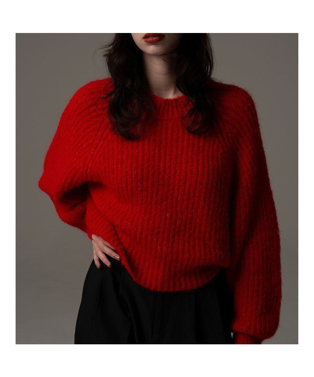 【テチチ/Te chichi】の【R by Te chichi】畦編みショートニット《2025winter catalog item》 インテリア・キッズ・メンズ・レディースファッション・服の通販 founy(ファニー) 　ファッション　Fashion　レディースファッション　Fashion for Women　トップス・カットソー　Cut & Sew Tops　ニット　Knit Tops & Sweaters　畦編みニット・テクスチャードトップス　Ribbed Knit Sweaters / Textured Knit Tops　2025年　2025　2025-2026秋冬・A/W　Autumn/Winter 2025–26 AW25–26　冬　Winter / This Winter　ショート　Short, Short Length　スタンド　Stand Collar, Upright Stand　セーター　Sweater, Knitwear　デニム　Denim, Jeans Material　トレンド　Trend, Trending Now　ベーシック　Basic, Essential　ボトム　Bottoms, Lower Wear　夏　Summer　S/S・春夏　SS, Spring/Summer, Warm Season　畦　Ribbed Knit　A/W・秋冬　Autumn/Winter　レッド|ID: prp329100004779994 ipo3291000000034674424