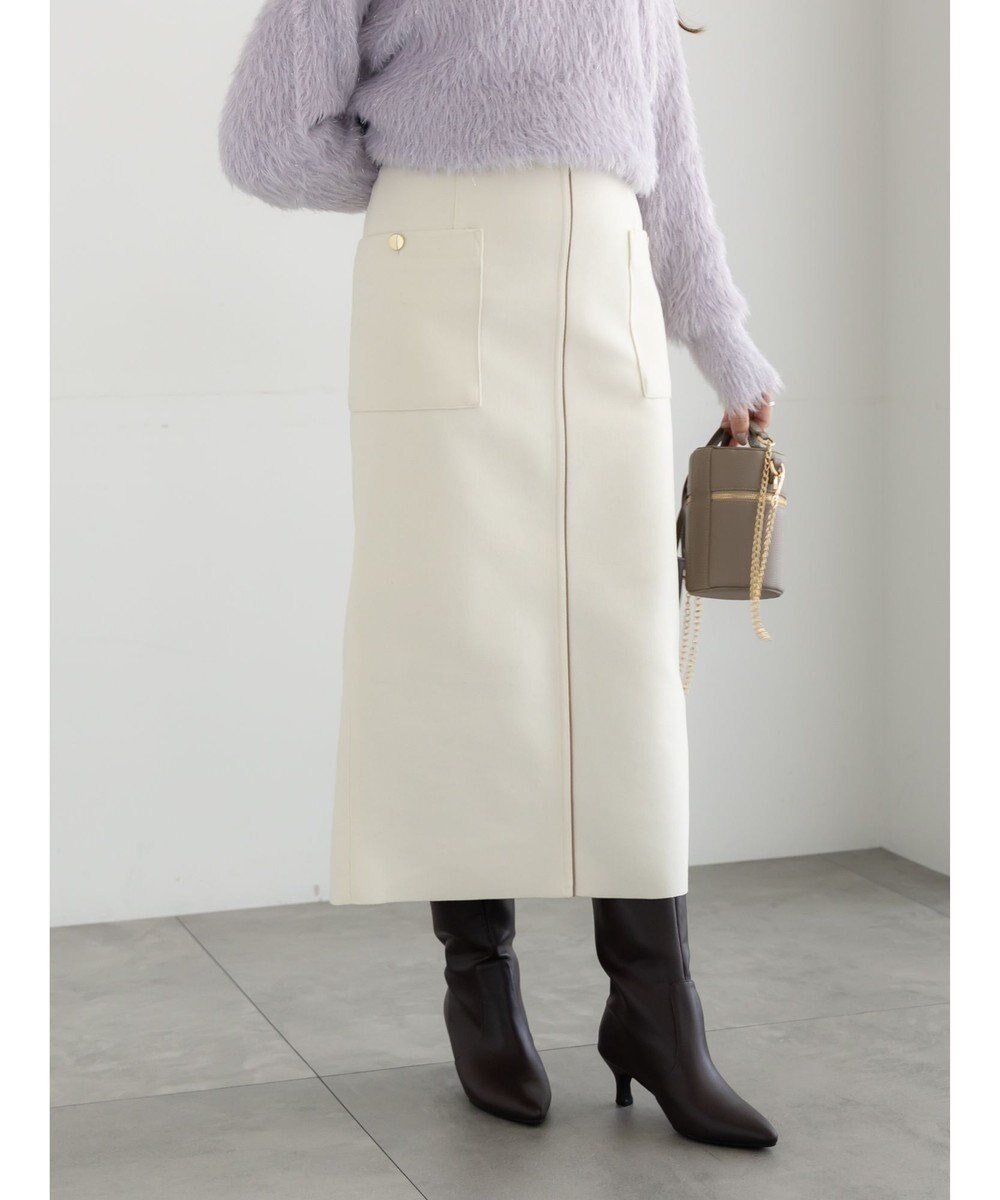 【テチチ/Te chichi】のメルトンジャージーナロースカート インテリア・キッズ・メンズ・レディースファッション・服の通販 founy(ファニー) 　ファッション　Fashion　レディースファッション　Fashion for Women　スカート　Skirts　おすすめ　Recommended / Our Picks　ストレッチ　Stretch, Stretchy Fabric　スリット　Slit, Slit Detail　センター　Center, Center Line　パイピング　Piping, Trim Design　メルトン　Melton, Heavy Wool　夏　Summer　S/S・春夏　SS, Spring/Summer, Warm Season　A/W・秋冬　Autumn/Winter　オフホワイト|ID: prp329100004779999 ipo3291000000034674437