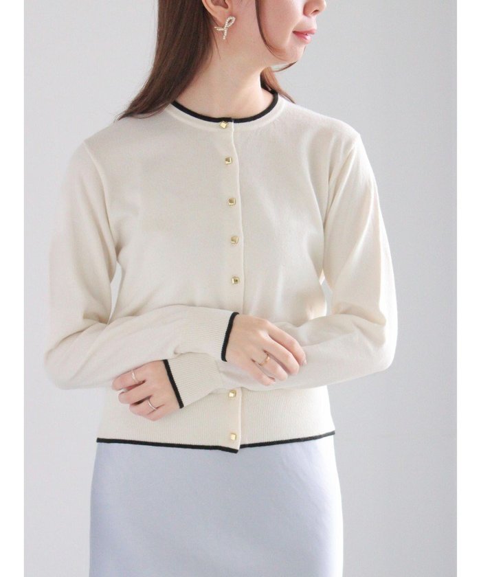 【テチチ/Te chichi】のメタルスクエア釦クルーネックカーディガン インテリア・キッズ・メンズ・レディースファッション・服の通販 founy(ファニー) https://founy.com/ ファッション Fashion レディースファッション Fashion for Women トップス・カットソー Cut & Sew Tops ニット Knit Tops & Sweaters カーディガン・羽織り Layered Style Cardigans クラシカル Classical, Vintage-Inspired コンパクト Compact, Small Size シンプル Simple, Minimal スクエア Square, Square Shape セーター Sweater, Knitwear メタル Metal, Metal Parts エレガント 上品 Elegant 夏 Summer S/S・春夏 SS, Spring/Summer, Warm Season A/W・秋冬 Autumn/Winter |ID: prp329100004780000 ipo3291000000034779202