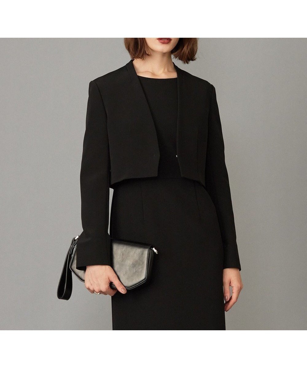 【アイシービー/iCB】の【洗える・ブラックフォーマル】 TaPeダブルクロス ショートジャケット インテリア・キッズ・メンズ・レディースファッション・服の通販 founy(ファニー) 　ファッション　Fashion　レディースファッション　Fashion for Women　アウター　Coat / Outerwear Collection　レディースジャケット・軽アウター　Jackets　エレガント 上品　Elegant　洗える　Machine Washable　カッティング　Cutting Detail　ショート　Short, Short Length　ジャケット　Jacket, Outerwear　ストレッチ　Stretch, Stretchy Fabric　ダブル　Double, Double-Breasted　フレア　Flare, Flared　フロント　Front, Front Design　A/W・秋冬　Autumn/Winter　2023年　2023　2023-2024秋冬・A/W　Autumn/Winter 2023–24 AW23–24　ブラック系|ID: prp329100004780048 ipo3291000000034674672