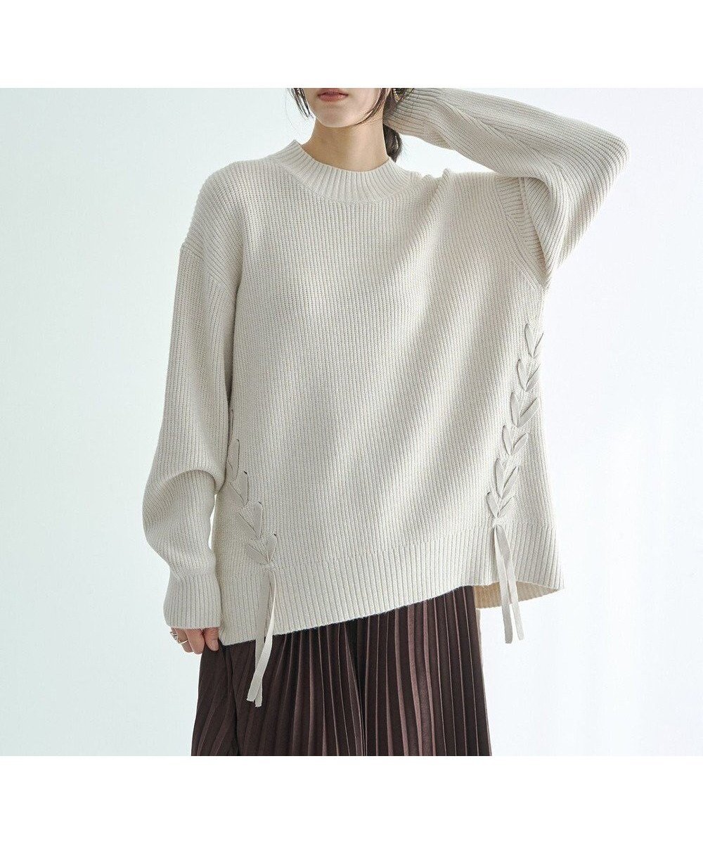 【イェッカ ヴェッカ/YECCA VECCA】のレースアップニット インテリア・キッズ・メンズ・レディースファッション・服の通販 founy(ファニー) 　ファッション　Fashion　レディースファッション　Fashion for Women　トップス・カットソー　Cut & Sew Tops　ニット　Knit Tops & Sweaters　シンプル　Simple, Minimal　セーター　Sweater, Knitwear　フェミニン　Feminine, Girly　ボトム　Bottoms, Lower Wear　ポケット　Pocket, Pocket Detail　レース　Lace, Lace Fabric　A/W・秋冬　Autumn/Winter　Beige|ID: prp329100004780096 ipo3291000000036034471