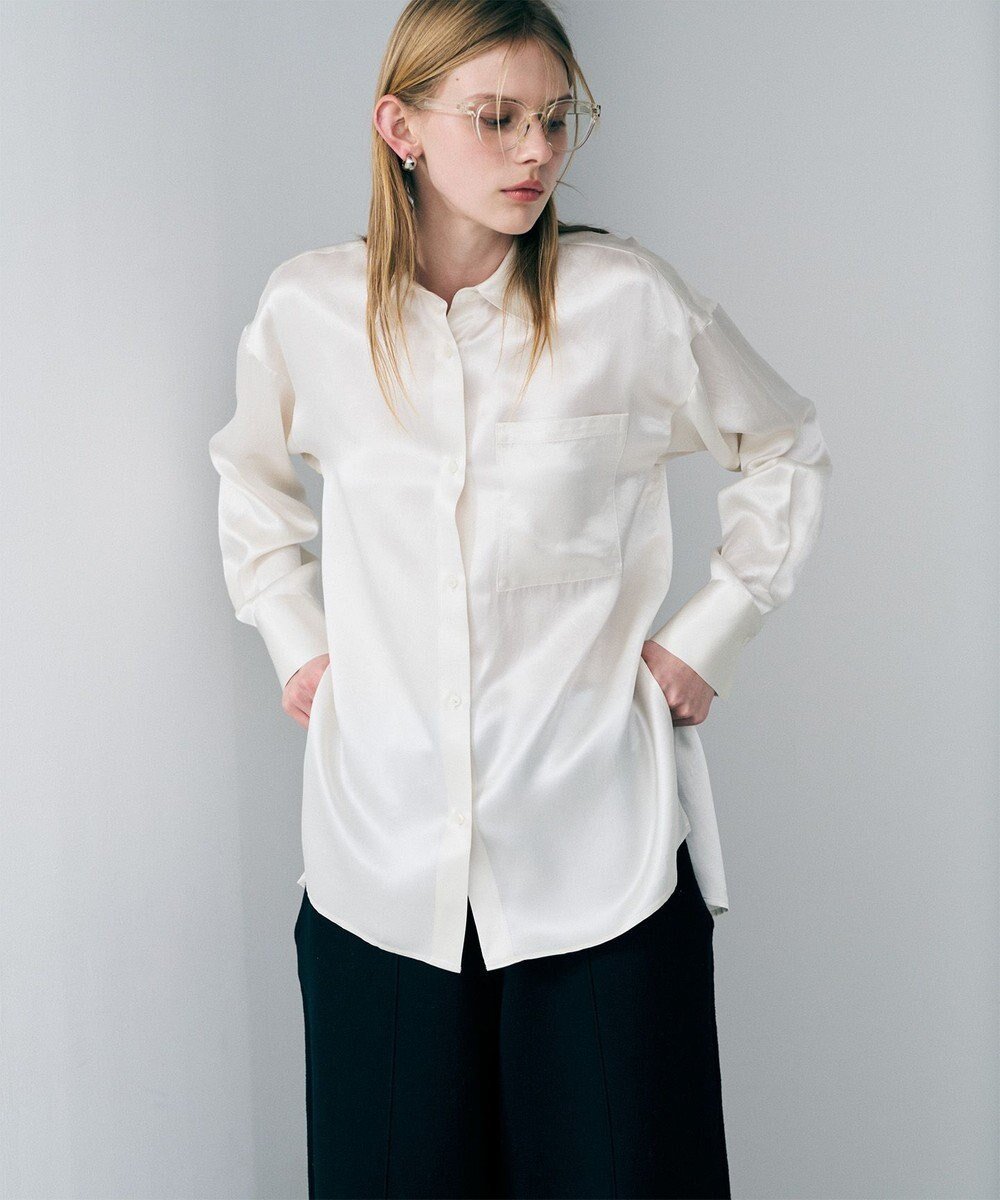 【アンクレイヴ/uncrave】のアセテートヴィンテージサテン ミドルシャツ インテリア・キッズ・メンズ・レディースファッション・服の通販 founy(ファニー) 　ファッション　Fashion　レディースファッション　Fashion for Women　トップス・カットソー　Cut & Sew Tops　シャツ・ブラウス・オフィスカジュアル　Elegant Blouses & Button-Ups　セットアップ　Set-Up, Coordinated Outfit　マーメイド　Mermaid, Fishtail Silhouette　ミドル　Middle Length, Mid Height　ワイド　Wide, Wide Fit　ヴィンテージ　Vintage Style　エレガント 上品　Elegant　吸水　Absorbent, Quick-Dry　A/W・秋冬　Autumn/Winter　オフ|ID: prp329100004780101 ipo3291000000035157711