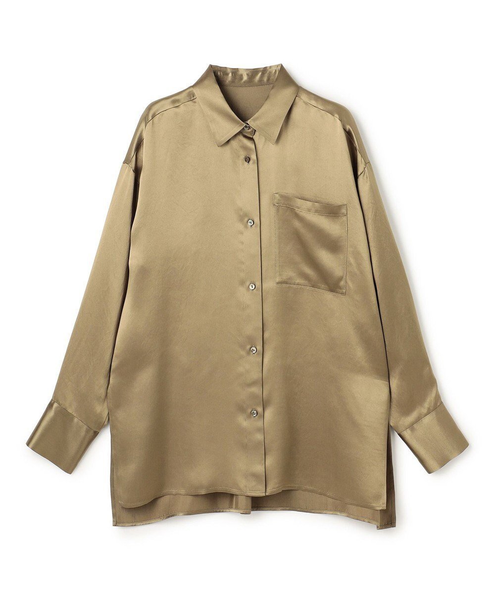 【アンクレイヴ/uncrave】のアセテートヴィンテージサテン ミドルシャツ インテリア・キッズ・メンズ・レディースファッション・服の通販 founy(ファニー) 　ファッション　Fashion　レディースファッション　Fashion for Women　トップス・カットソー　Cut & Sew Tops　シャツ・ブラウス・オフィスカジュアル　Elegant Blouses & Button-Ups　セットアップ　Set-Up, Coordinated Outfit　マーメイド　Mermaid, Fishtail Silhouette　ミドル　Middle Length, Mid Height　ワイド　Wide, Wide Fit　ヴィンテージ　Vintage Style　エレガント 上品　Elegant　吸水　Absorbent, Quick-Dry　A/W・秋冬　Autumn/Winter　カーキベージュ|ID: prp329100004780101 ipo3291000000035549507