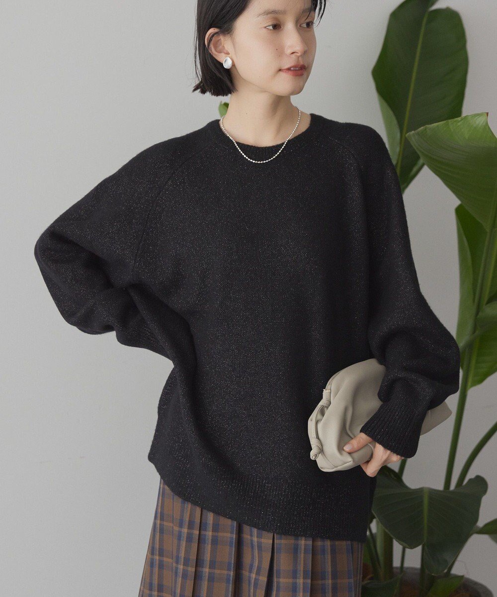 【アメリカンホリック/AMERICAN HOLIC】のラグランラメニットプルオーバー インテリア・キッズ・メンズ・レディースファッション・服の通販 founy(ファニー) 　ファッション　Fashion　レディースファッション　Fashion for Women　トップス・カットソー　Cut & Sew Tops　ニット　Knit Tops & Sweaters　カジュアルプルオーバー・ニットトップス　Pullovers & Knit Tops / Casual Pullovers　アメリカン　American Style　スタイリッシュ　Stylish, Fashionable　スリーブ　Sleeve, Long Sleeve / Short Sleeve　セーター　Sweater, Knitwear　デニム　Denim, Jeans Material　フォルム　Silhouette, Form　ポケット　Pocket, Pocket Detail　A/W・秋冬　Autumn/Winter　エレガント 上品　Elegant　Black|ID: prp329100004780104 ipo3291000000034674926