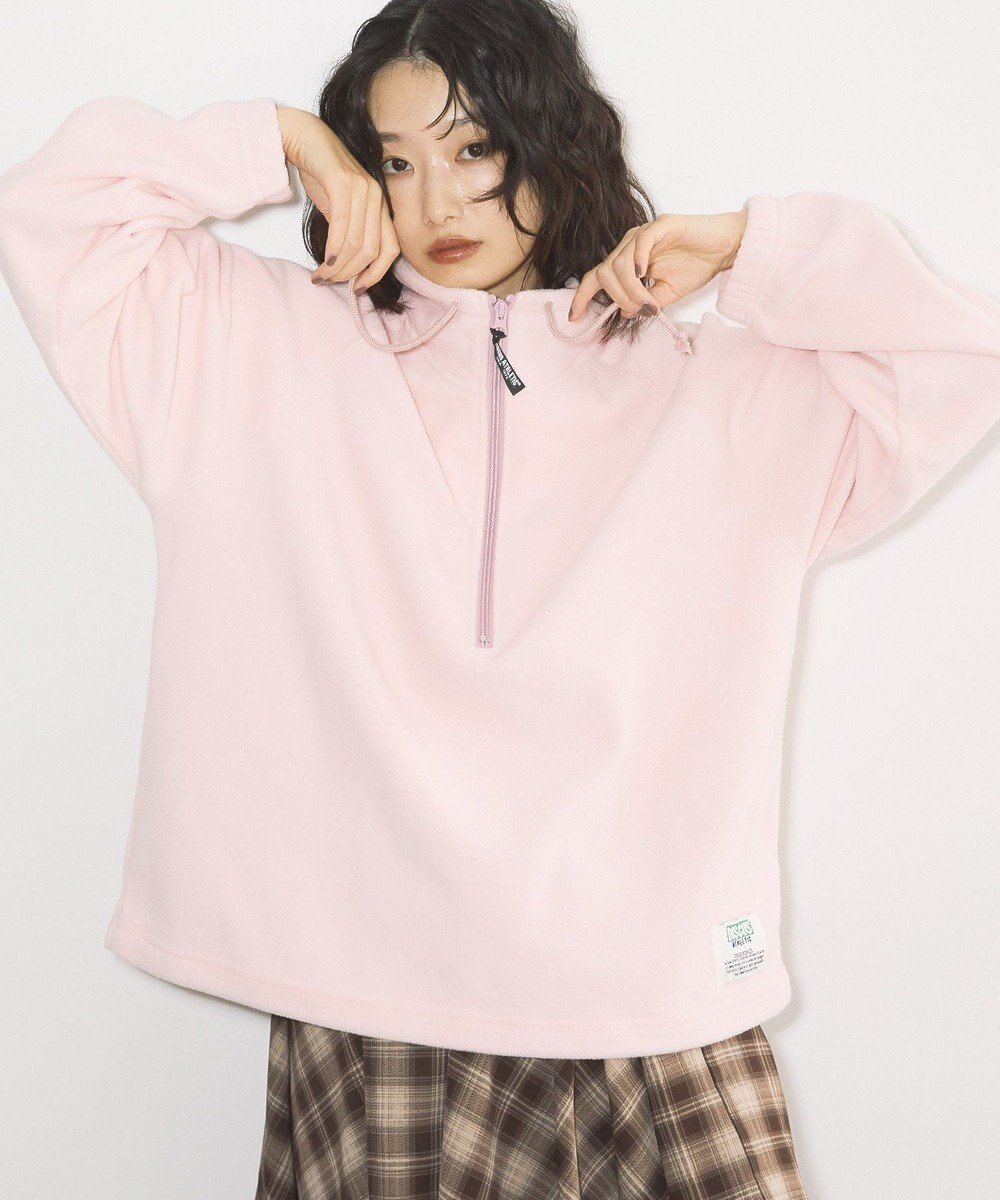 【アメリカンホリック/AMERICAN HOLIC】のDiscus フリースハーフジッププルオーバー インテリア・キッズ・メンズ・レディースファッション・服の通販 founy(ファニー) 　ファッション　Fashion　レディースファッション　Fashion for Women　トップス・カットソー　Cut & Sew Tops　レディースパーカー・カジュアルフーディー　Casual Hoodies & Sweatshirts　カジュアルプルオーバー・ニットトップス　Pullovers & Knit Tops / Casual Pullovers　スウェット・クルーネックトップス　Sweatshirts & Crewnecks / Relaxed Fit Sweat Tops　アメリカン　American Style　スウェット / スエット　Sweatshirt, Sweatwear　スタイリッシュ　Stylish, Fashionable　ドローコード　Drawcord, Drawstring Cord　ポケット　Pocket, Pocket Detail　A/W・秋冬　Autumn/Winter　Pink|ID: prp329100004780105 ipo3291000000034674932