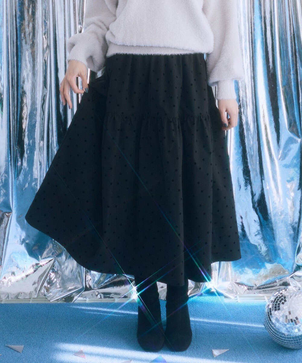 【アースミュージックアンドエコロジー/earth music&ecology】のウエストシャーリングティアードスカート インテリア・キッズ・メンズ・レディースファッション・服の通販 founy(ファニー) 　ファッション　Fashion　レディースファッション　Fashion for Women　スカート　Skirts　ティアードスカート　Tiered Skirts　おすすめ　Recommended / Our Picks　ドット　Polka Dot, Dot Pattern　フェミニン　Feminine, Girly　ベーシック　Basic, Essential　ポケット　Pocket, Pocket Detail　無地　Plain, Solid Color　A/W・秋冬　Autumn/Winter　Black|ID: prp329100004780115 ipo3291000000034674971