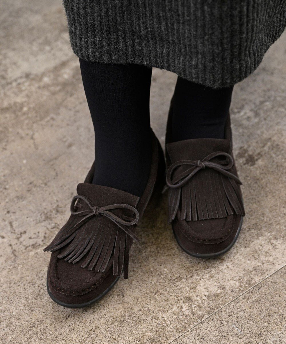【アポム/APOM】のフリンジモカシン15 インテリア・キッズ・メンズ・レディースファッション・服の通販 founy(ファニー) 　ファッション　Fashion　レディースファッション　Fashion for Women　シューズ　Shoes, Footwear　デニム　Denim, Jeans Material　フリンジ　Fringe, Tassel　ベロア　Velour, Soft Velvet　ダークブラウンスエード|ID: prp329100004780117 ipo3291000000034817671