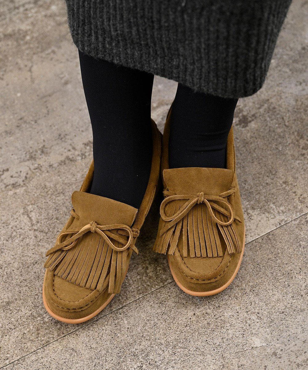 【アポム/APOM】のフリンジモカシン15 インテリア・キッズ・メンズ・レディースファッション・服の通販 founy(ファニー) 　ファッション　Fashion　レディースファッション　Fashion for Women　シューズ　Shoes, Footwear　デニム　Denim, Jeans Material　フリンジ　Fringe, Tassel　ベロア　Velour, Soft Velvet　キャメルスエード|ID: prp329100004780117 ipo3291000000034817672