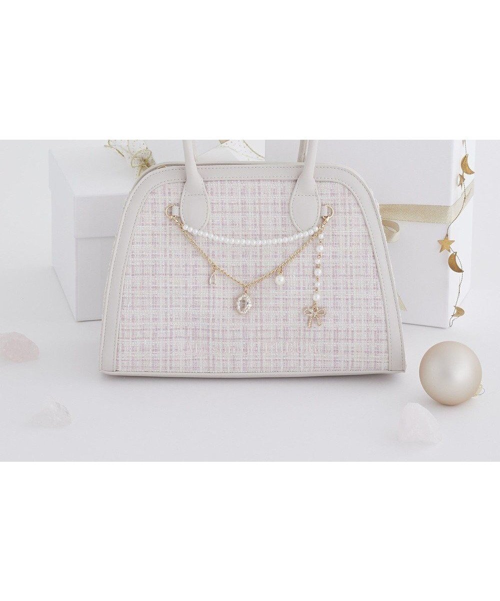【メゾンドフルール/Maison de FLEUR】のチャーム付きツイード2Wayバッグ インテリア・キッズ・メンズ・レディースファッション・服の通販 founy(ファニー) ファッション Fashion レディースファッション Fashion for Women バッグ Bags チャーム Charm, Pendant ツイード Twill, Twill Weave ビジュー Bijou, Jewel-like Accent ホリデーシーズン Holiday Season Light Pink|ID: prp329100004780126 ipo3291000000034675025