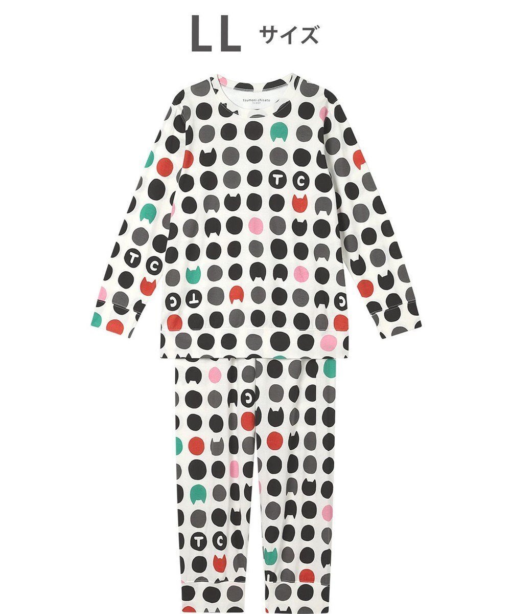 【ツモリチサト スリープ/tsumori chisato SLEEP】のツモリチサト パジャマ 綿100%(本体) 天竺素材 長袖 長ズボン レディース UDX598 /ワコール 人気、トレンドファッション・服の通販 founy(ファニー) 　ファッション　Fashion　レディースファッション　Fashion for Women　トップス・カットソー　Cut & Sew Tops　ドット　Polka Dot, Dot Pattern　ネコ　Cat, Feline Motif　パジャマ　Pajamas, Sleepwear　ボトム　Bottoms, Lower Wear　長袖　Long Sleeve, Full Sleeve　 other-1|ID: prp329100004780140 ipo3291000000034675063