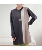 【ティアクラッセ/Tiaclasse】の配色ワッフル切替ニットチュニック チャコールグレー|ID: prp329100004780141 ipo3291000000034675069
