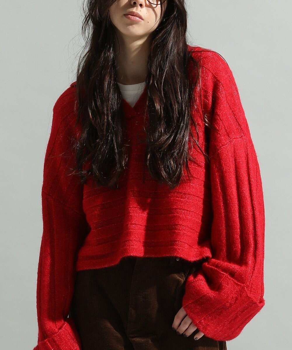 【クラフトスタンダードブティック/CRAFT STANDARD BOUTIQUE】のロールアップ袖ショート丈ニットプルオーバー インテリア・キッズ・メンズ・レディースファッション・服の通販 founy(ファニー) 　ファッション　Fashion　レディースファッション　Fashion for Women　トップス・カットソー　Cut & Sew Tops　ニット　Knit Tops & Sweaters　カジュアルプルオーバー・ニットトップス　Pullovers & Knit Tops / Casual Pullovers　インナー　Innerwear　ショート　Short, Short Length　シンプル　Simple, Minimal　スリーブ　Sleeve, Long Sleeve / Short Sleeve　セーター　Sweater, Knitwear　タートル　Turtleneck, Turtle Collar　トレンド　Trend, Trending Now　バランス　Balance, Style Balance　フォルム　Silhouette, Form　ポケット　Pocket, Pocket Detail　ロールアップ　Roll-Up, Cuffed Hem　ワイド　Wide, Wide Fit　冬　Winter / This Winter　A/W・秋冬　Autumn/Winter　Red|ID: prp329100004780145 ipo3291000000035564358