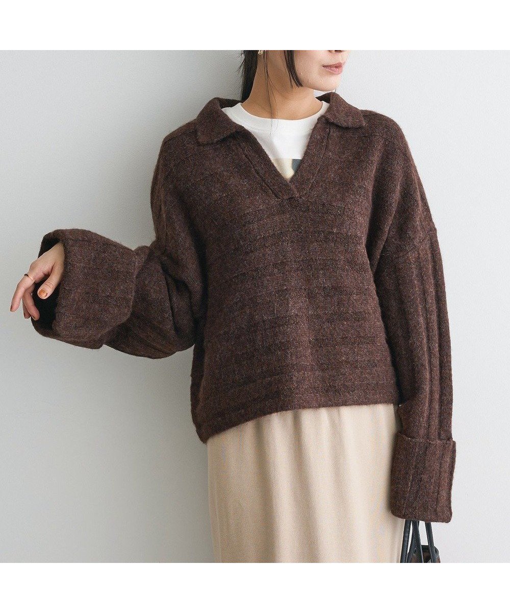 【クラフトスタンダードブティック/CRAFT STANDARD BOUTIQUE】のロールアップ袖ショート丈ニットプルオーバー インテリア・キッズ・メンズ・レディースファッション・服の通販 founy(ファニー) 　ファッション　Fashion　レディースファッション　Fashion for Women　トップス・カットソー　Cut & Sew Tops　ニット　Knit Tops & Sweaters　カジュアルプルオーバー・ニットトップス　Pullovers & Knit Tops / Casual Pullovers　インナー　Innerwear　ショート　Short, Short Length　シンプル　Simple, Minimal　スリーブ　Sleeve, Long Sleeve / Short Sleeve　セーター　Sweater, Knitwear　タートル　Turtleneck, Turtle Collar　トレンド　Trend, Trending Now　バランス　Balance, Style Balance　フォルム　Silhouette, Form　ポケット　Pocket, Pocket Detail　ロールアップ　Roll-Up, Cuffed Hem　ワイド　Wide, Wide Fit　冬　Winter / This Winter　A/W・秋冬　Autumn/Winter　Brown|ID: prp329100004780145 ipo3291000000035564361