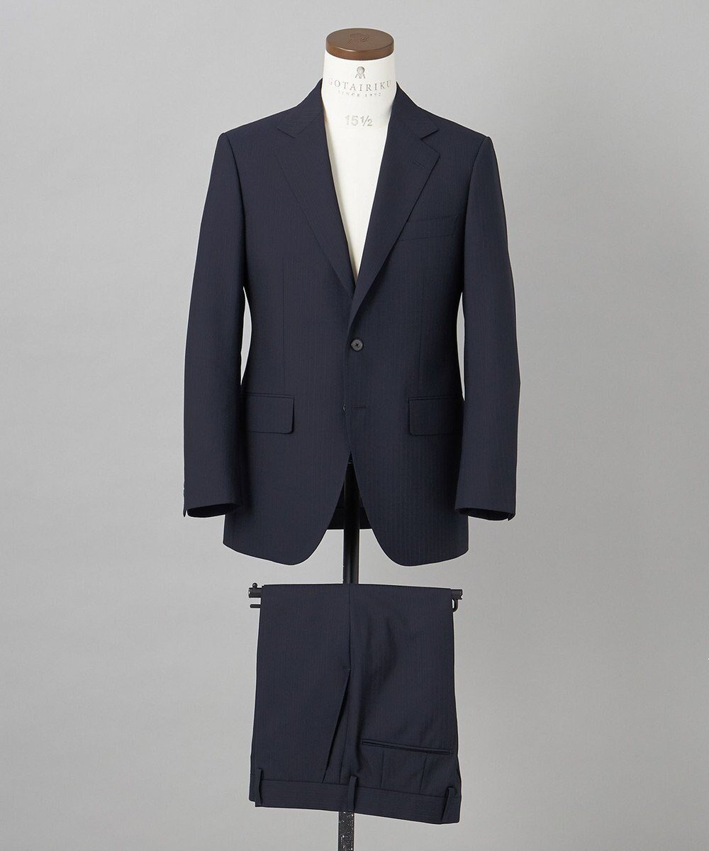 【五大陸/gotairiku / MEN】の【オールシーズン対応】WOOL×POLYESTER ライトウェイト スーツ(ネイビーストライプ) インテリア・キッズ・メンズ・レディースファッション・服の通販 founy(ファニー) ファッション Fashion メンズファッション Fashion for Men セットアップ Matching Sets おすすめ Recommended / Our Picks シェイプ Shape, Slim Fit スーツ Suit, Formalwear セットアップ Set-Up, Coordinated Outfit テーパード Tapered, Tapered Pants ベーシック Basic, Essential レギュラー Regular, Standard Fit 夏 Summer S/S・春夏 SS, Spring/Summer, Warm Season A/W・秋冬 Autumn/Winter ネイビー系1|ID: prp329100004780784 ipo3291000000034685411
