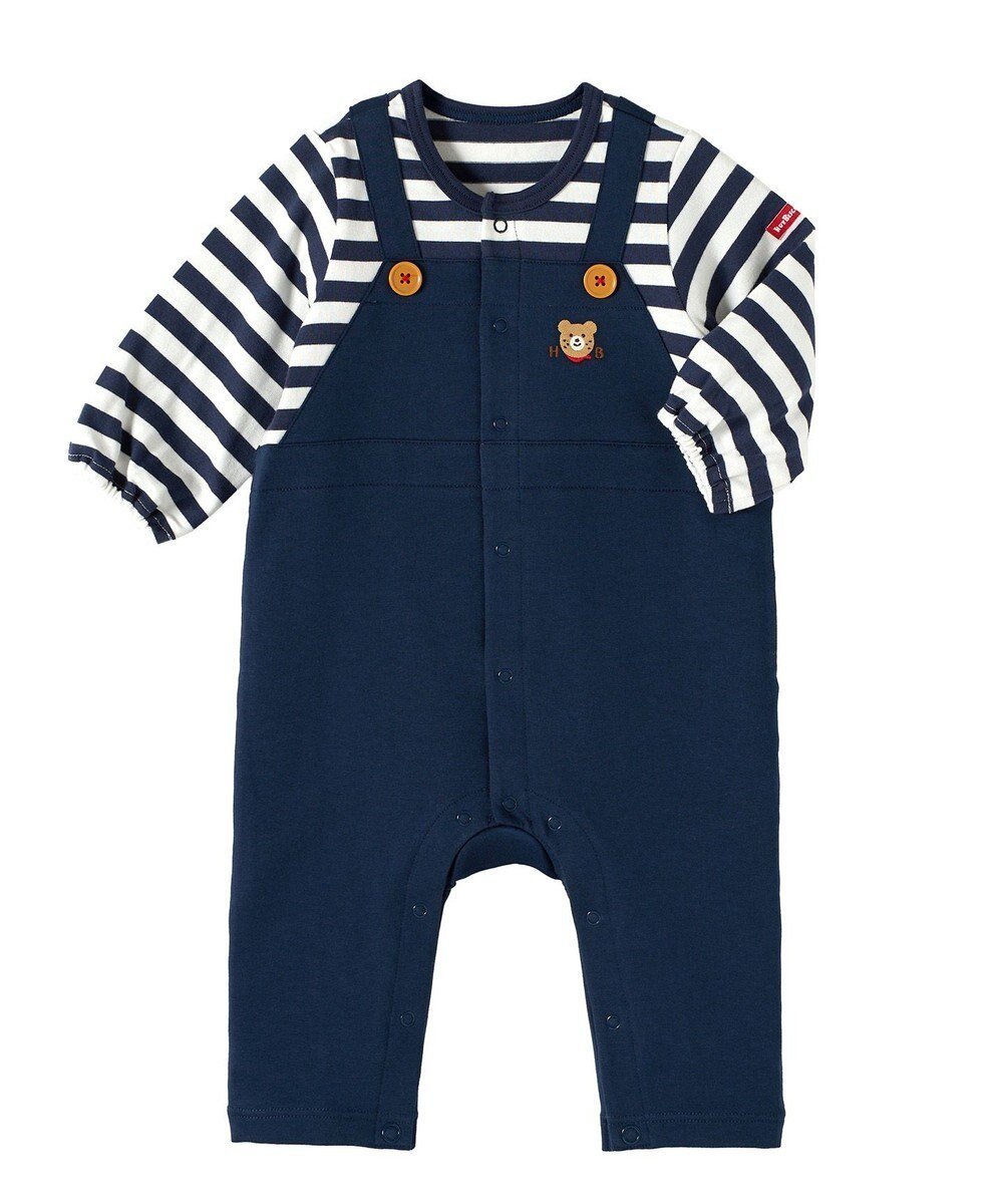 【ミキハウスホットビスケッツ/MIKI HOUSE HOT BISCUITS / KIDS】の【70-80cm】オーバーオール重ね着風 カバーオール 人気、トレンドファッション・服の通販 founy(ファニー) ファッション Fashion キッズファッション Fashion for Kids 長袖 Long Sleeve, Full Sleeve ベビー Baby, Babywear ボーダー Border, Stripe ロンパース Romper, Jumpsuit 冬 Winter / This Winter A/W・秋冬 Autumn/Winter S/S・春夏 SS, Spring/Summer, Warm Season おすすめ Recommended / Our Picks 夏 Summer ギフト プレゼント Gift / Present other-1|ID: prp329100004780788 ipo3291000000034685429