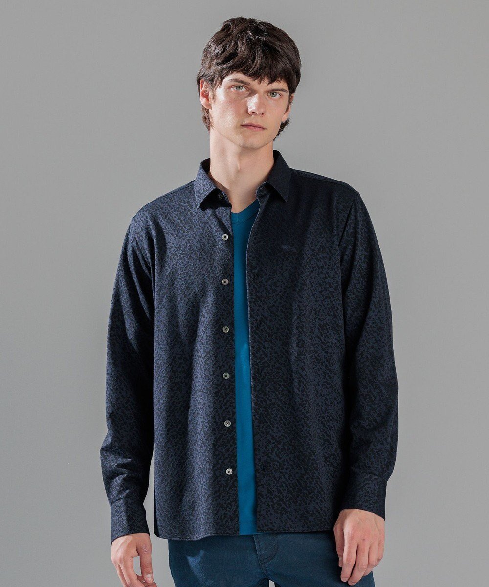 【ジョゼフ オム/JOSEPH HOMME / MEN】のバークジャガードジャージー レギュラーカラーシャツ インテリア・キッズ・メンズ・レディースファッション・服の通販 founy(ファニー) ファッション Fashion メンズファッション Fashion for Men トップス・カットソー Cut & Sew Tops メンズシャツ Shirts シンプル Simple, Minimal ストレッチ Stretch, Stretchy Fabric A/W・秋冬 Autumn/Winter 軽量 Lightweight, Ultra Light ネイビー系|ID: prp329100004780802 ipo3291000000034685500