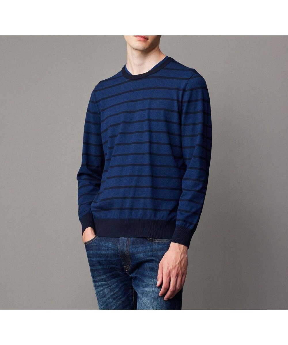 【ジョセフ アブード/JOSEPH ABBOUD / MEN】の【チクチクしない/イージーケア/3シーズン対応】ハイカウントSNOWY ボーダー ニットT インテリア・キッズ・メンズ・レディースファッション・服の通販 founy(ファニー) 　ファッション　Fashion　メンズファッション　Fashion for Men　トップス・カットソー　Cut & Sew Tops　ニット・セーター / 定番トップス　Knit Tops & Sweaters　インナー　Innerwear　ストレッチ　Stretch, Stretchy Fabric　セーター　Sweater, Knitwear　ビジネス 仕事 通勤　Business / Work / Commuting　ボーダー　Border, Stripe　冬　Winter / This Winter　春　Spring　秋　Autumn　A/W・秋冬　Autumn/Winter　ネイビー系2|ID: prp329100004780808 ipo3291000000034685530