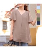 【ティアクラッセ/Tiaclasse】の【洗える】フレアスリーブチュニックブラウス モカ|ID: prp329100004780823 ipo3291000000034685625