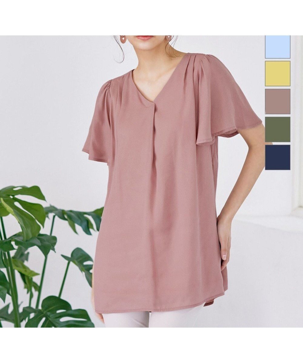 【ティアクラッセ/Tiaclasse】の【洗える】フレアスリーブチュニックブラウス インテリア・キッズ・メンズ・レディースファッション・服の通販 founy(ファニー) ファッション Fashion レディースファッション Fashion for Women トップス・カットソー Cut & Sew Tops シャツ・ブラウス・オフィスカジュアル Elegant Blouses & Button-Ups ウォッシャブル Machine Washable 春 Spring 洗える Machine Washable 秋 Autumn カーディガン Cardigan, Knitwear ギャザー Gathered, Ruffled シフォン Chiffon, Lightweight Fabric ジョーゼット Georgette, Semi-Sheer Fabric スキッパー Skipper, Open Collar スリーブ Sleeve, Long Sleeve / Short Sleeve チュニック Tunic, Long Top フェミニン Feminine, Girly フレア Flare, Flared ポケット Pocket, Pocket Detail 半袖 Short Sleeve, Half Sleeve 無地 Plain, Solid Color S/S・春夏 SS, Spring/Summer, Warm Season 再入荷 Restock / Back in Stock 夏 Summer エレガント 上品 Elegant 新作・新入荷 New Arrivals / New In ビジネス 仕事 通勤 Business / Work / Commuting ピンク|ID: prp329100004780823 ipo3291000000034685628