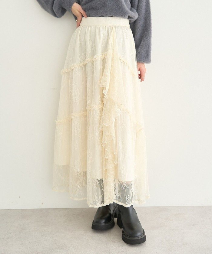【アースミュージックアンドエコロジー/earth music&ecology】のレースフリルティアードスカート インテリア・キッズ・メンズ・レディースファッション・服の通販 founy(ファニー) https://founy.com/ ファッション Fashion レディースファッション Fashion for Women スカート Skirts ティアードスカート Tiered Skirts おすすめ Recommended / Our Picks スニーカー Sneakers, Trainers ダウン Down, Puffer フィット Fit, Slim Fit フェミニン Feminine, Girly フリル Frill, Ruffle ポケット Pocket, Pocket Detail レース Lace, Lace Fabric ロング Long, Long-Length エレガント 上品 Elegant A/W・秋冬 Autumn/Winter |ID: prp329100004780829 ipo3291000000034685659