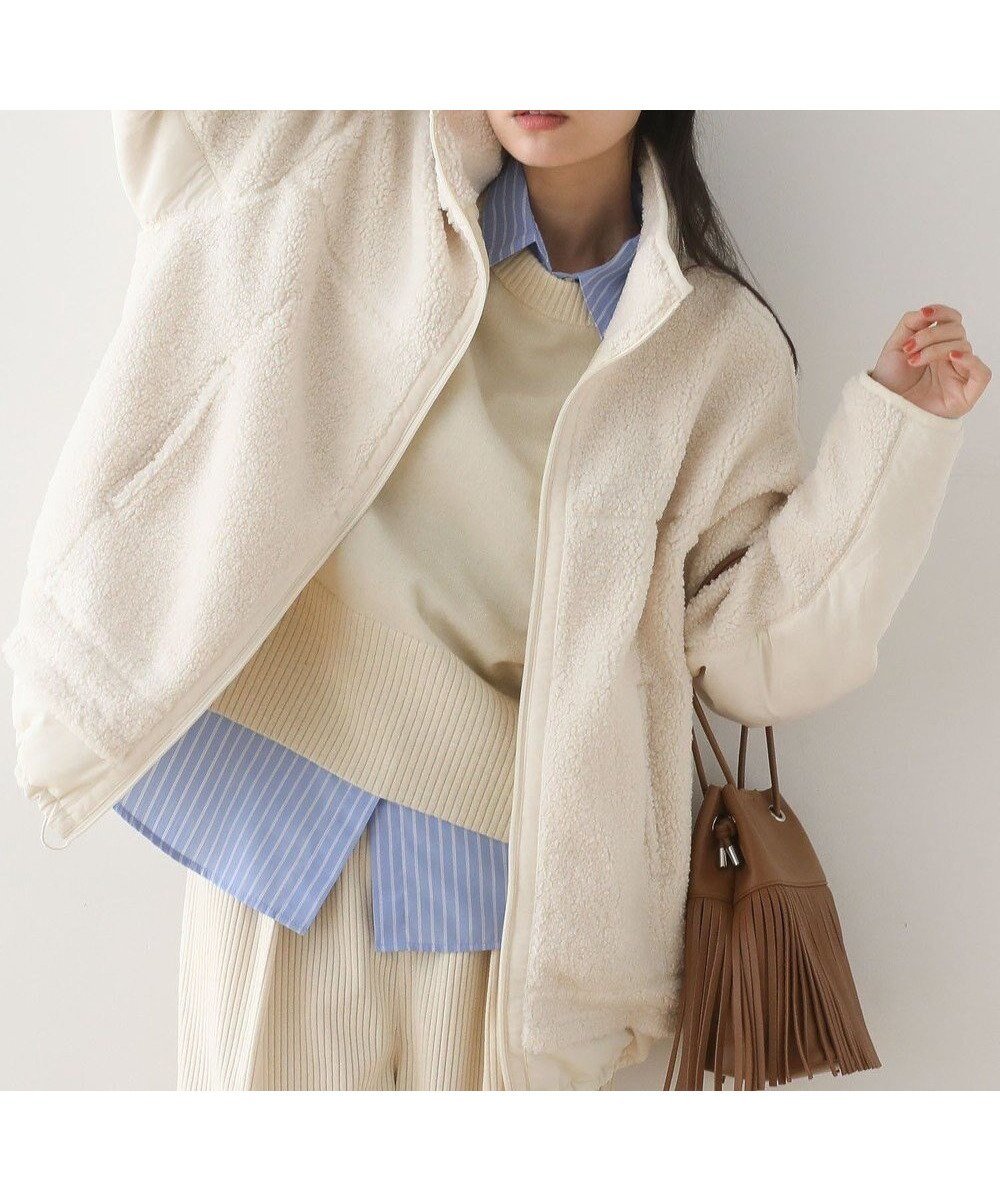 【グリーンパークス/Green Parks】の異素材コンビスタンドボアブルゾン 人気、トレンドファッション・服の通販 founy(ファニー) 　ファッション　Fashion　レディースファッション　Fashion for Women　アウター　Coat / Outerwear Collection　レディースジャケット・軽アウター　Jackets　ブルゾンジャケット・スポーティアウター　Blouson Jackets　おすすめ　Recommended / Our Picks　シンプル　Simple, Minimal　ジャケット　Jacket, Outerwear　ドッキング　Docking, Mixed Material　フロント　Front, Front Design　ブルゾン　Blouson, Bomber Jacket　ボックス　Boxy, Box Shape　ポケット　Pocket, Pocket Detail　無地　Plain, Solid Color　A/W・秋冬　Autumn/Winter　 other-1|ID: prp329100004780836 ipo3291000000035184546