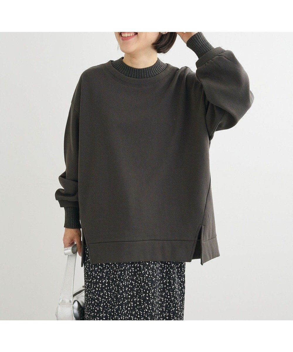 【グリーンパークス/Green Parks】のリブドッキング裏起毛プルオーバー インテリア・キッズ・メンズ・レディースファッション・服の通販 founy(ファニー) ファッション Fashion レディースファッション Fashion for Women トップス・カットソー Cut & Sew Tops レディースパーカー・カジュアルフーディー Casual Hoodies & Sweatshirts カジュアルプルオーバー・ニットトップス Pullovers & Knit Tops / Casual Pullovers スウェット・クルーネックトップス Sweatshirts & Crewnecks / Relaxed Fit Sweat Tops スウェット / スエット Sweatshirt, Sweatwear スリット Slit, Slit Detail フォルム Silhouette, Form ボトム Bottoms, Lower Wear ポケット Pocket, Pocket Detail リブニット Rib Knit, Ribbed Knit A/W・秋冬 Autumn/Winter Charcoal Gray|ID: prp329100004780841 ipo3291000000035608265