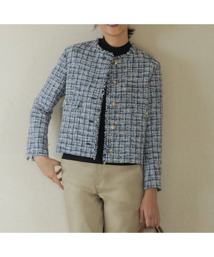 【ジェイ プレス/J.PRESS】のファニーツイード ジャケット インテリア・キッズ・メンズ・レディースファッション・服の通販 founy(ファニー) https://founy.com/ ファッション Fashion レディースファッション Fashion for Women アウター Coat / Outerwear Collection レディースジャケット・軽アウター Jackets ノーカラージャケット / シンプル上品コーデ Collarless Jackets クラシック Classic, Timeless Style ジャケット Jacket, Outerwear スタイリッシュ Stylish, Fashionable ストレート Straight, Straight Cut ツイード Twill, Twill Weave デニム Denim, Jeans Material パッチ Patch, Appliqué フリンジ Fringe, Tassel ポケット Pocket, Pocket Detail メタル Metal, Metal Parts モダン Modern, Contemporary エレガント 上品 Elegant 夏 Summer S/S・春夏 SS, Spring/Summer, Warm Season A/W・秋冬 Autumn/Winter |ID: prp329100004780847 ipo3291000000034685724