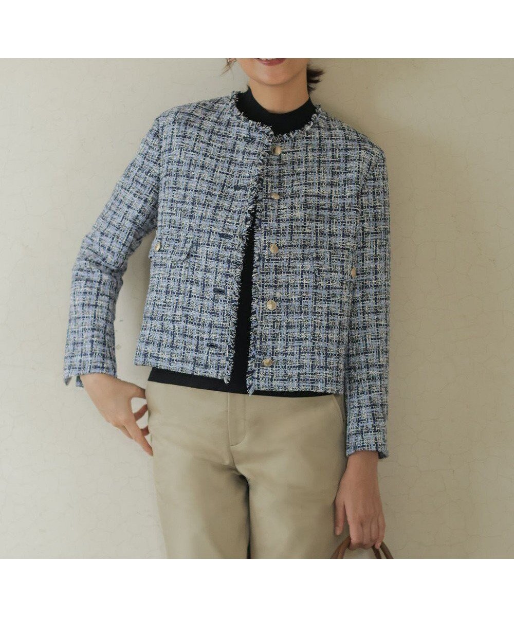 【ジェイ プレス/J.PRESS】のファニーツイード ジャケット インテリア・キッズ・メンズ・レディースファッション・服の通販 founy(ファニー) 　ファッション　Fashion　レディースファッション　Fashion for Women　アウター　Coat / Outerwear Collection　レディースジャケット・軽アウター　Jackets　ノーカラージャケット / シンプル上品コーデ　Collarless Jackets　クラシック　Classic, Timeless Style　ジャケット　Jacket, Outerwear　スタイリッシュ　Stylish, Fashionable　ストレート　Straight, Straight Cut　ツイード　Twill, Twill Weave　デニム　Denim, Jeans Material　パッチ　Patch, Appliqué　フリンジ　Fringe, Tassel　ポケット　Pocket, Pocket Detail　メタル　Metal, Metal Parts　モダン　Modern, Contemporary　エレガント 上品　Elegant　夏　Summer　S/S・春夏　SS, Spring/Summer, Warm Season　A/W・秋冬　Autumn/Winter　ネイビー系|ID: prp329100004780847 ipo3291000000034685725