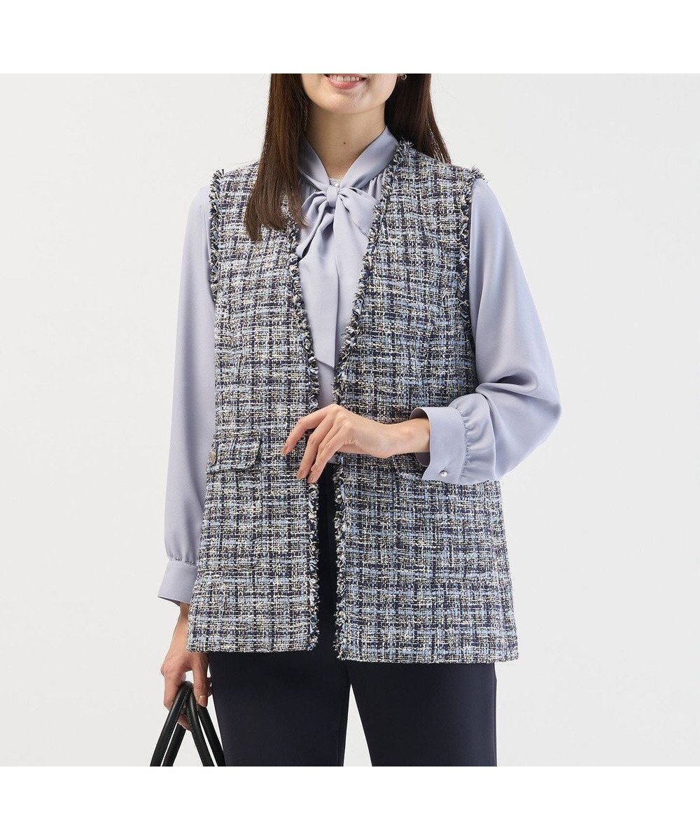 【ジェイ プレス/J.PRESS】のファニーツイード ジレ インテリア・キッズ・メンズ・レディースファッション・服の通販 founy(ファニー) 　ファッション　Fashion　レディースファッション　Fashion for Women　アウター　Coat / Outerwear Collection　レディースジャケット・軽アウター　Jackets　インナー　Innerwear　オケージョン　Occasion Wear　クラシック　Classic, Timeless Style　ジャケット　Jacket, Outerwear　スタイリッシュ　Stylish, Fashionable　ツイード　Twill, Twill Weave　デニム　Denim, Jeans Material　パッチ　Patch, Appliqué　フリンジ　Fringe, Tassel　ポケット　Pocket, Pocket Detail　メタル　Metal, Metal Parts　モダン　Modern, Contemporary　ワイド　Wide, Wide Fit　A/W・秋冬　Autumn/Winter　S/S・春夏　SS, Spring/Summer, Warm Season　夏　Summer　エレガント 上品　Elegant　セレモニー　Ceremony　ネイビー系|ID: prp329100004780848 ipo3291000000034685729